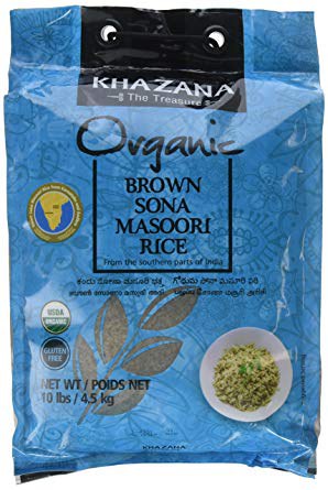 Khazana Organic Brown Sona Masoori Rice 10Lb