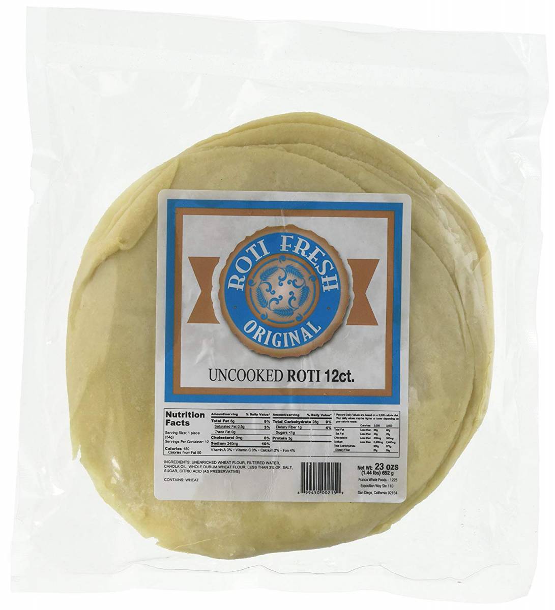 Roti Fresh Uncooked 12Ct